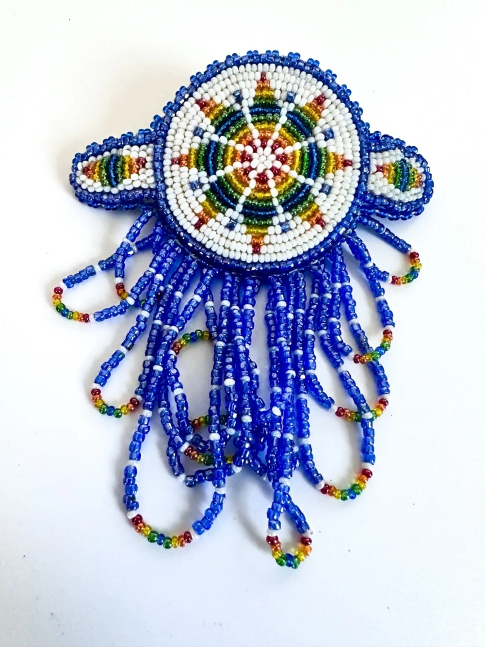 Handcrafted Native American-style Seed Bead Medallion Hair Clip